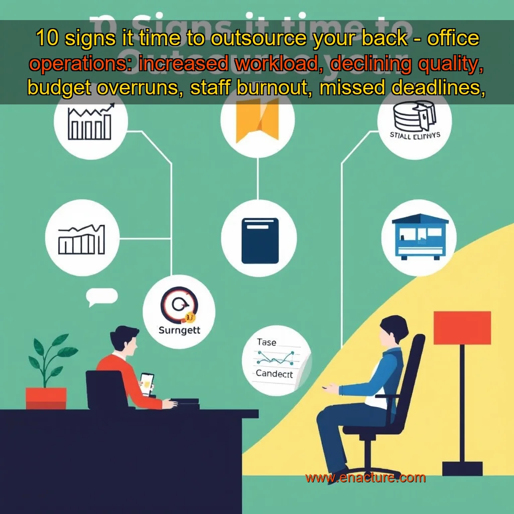 Read more about the article 10 signs it time to outsource your back – office operations: increased workload, declining quality, budget overruns, staff burnout, missed deadlines, technology obsolescence, regulatory changes, skill gaps, lack of innovation, and strategic misalignment.
