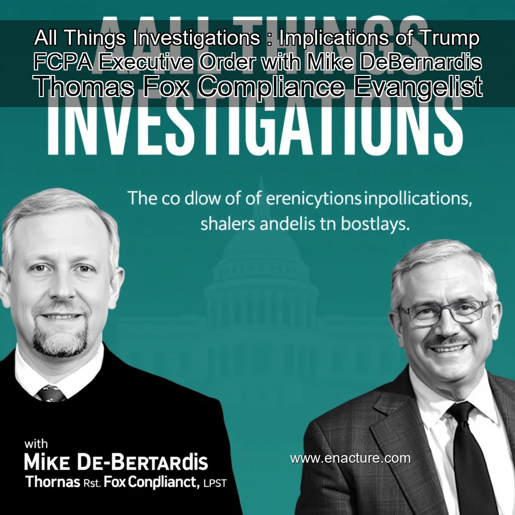 Read more about the article All Things Investigations : Implications of Trump FCPA Executive Order with Mike DeBernardis  Thomas Fox  Compliance Evangelist